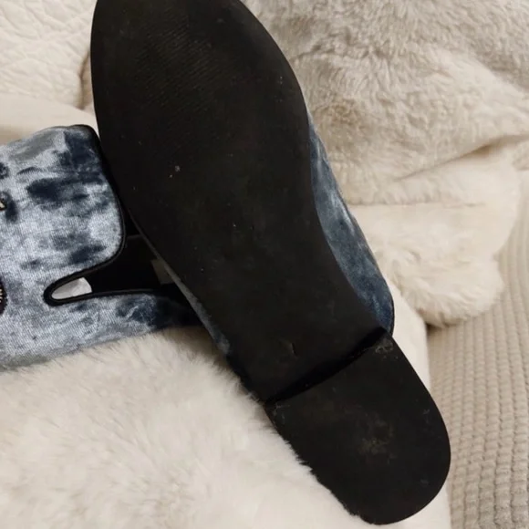 Steve Madden Blue Velvet Bee Embroidered Mule Loafers Size 8 - Picture 4 of 4